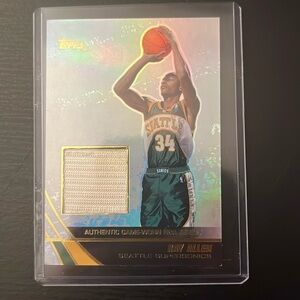 Seattle Super Sonics ray allen game worn jersey patch card